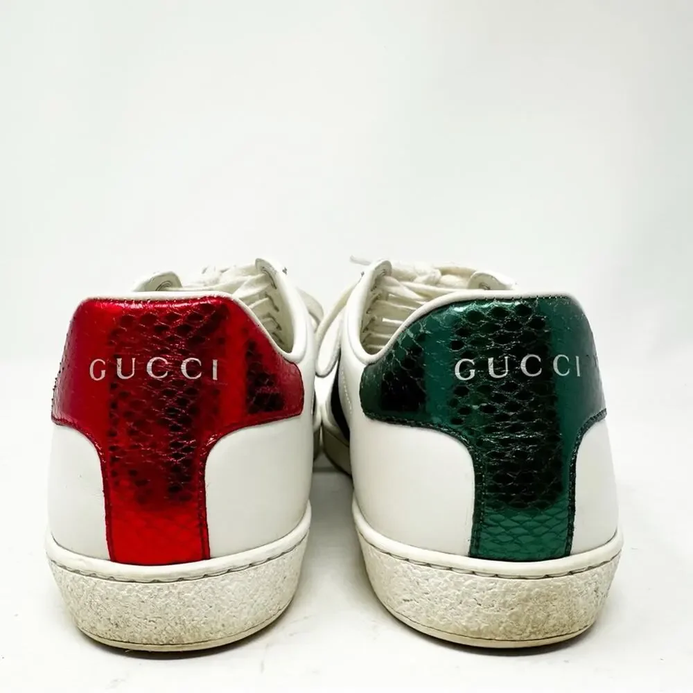 Gucci Ace Bee Web Stripe Leather Sneakers Womens Size EU 37.5